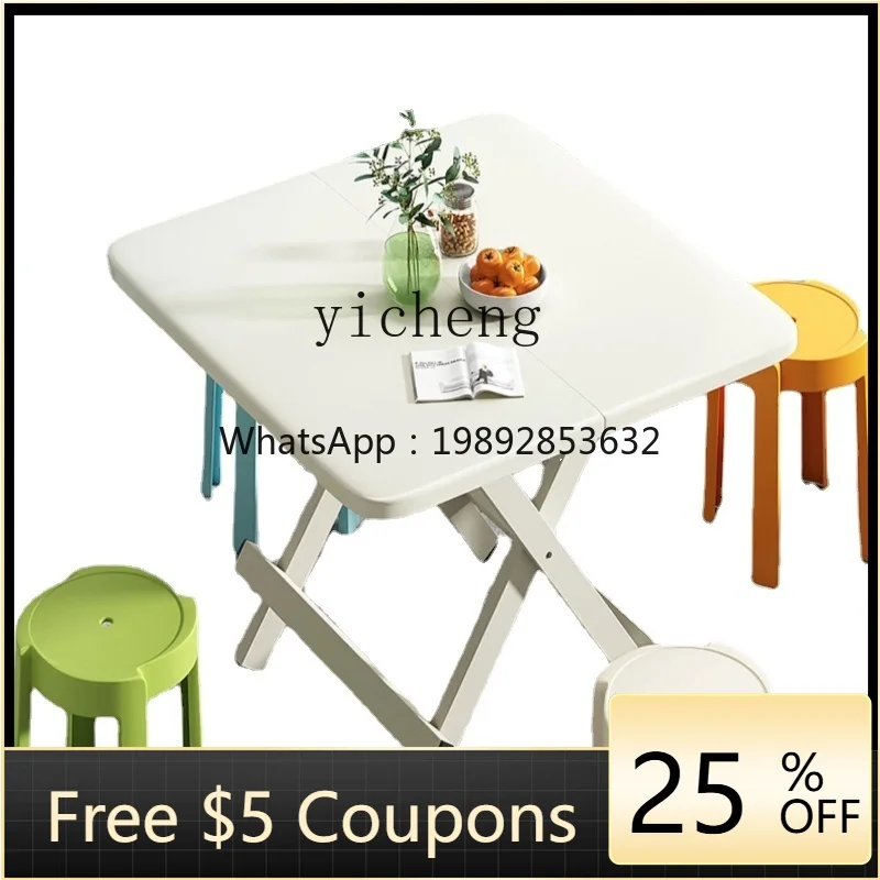 

ZZ YY Folding Table Household Small Apartment Dining Table Rental House Foldable Small Table