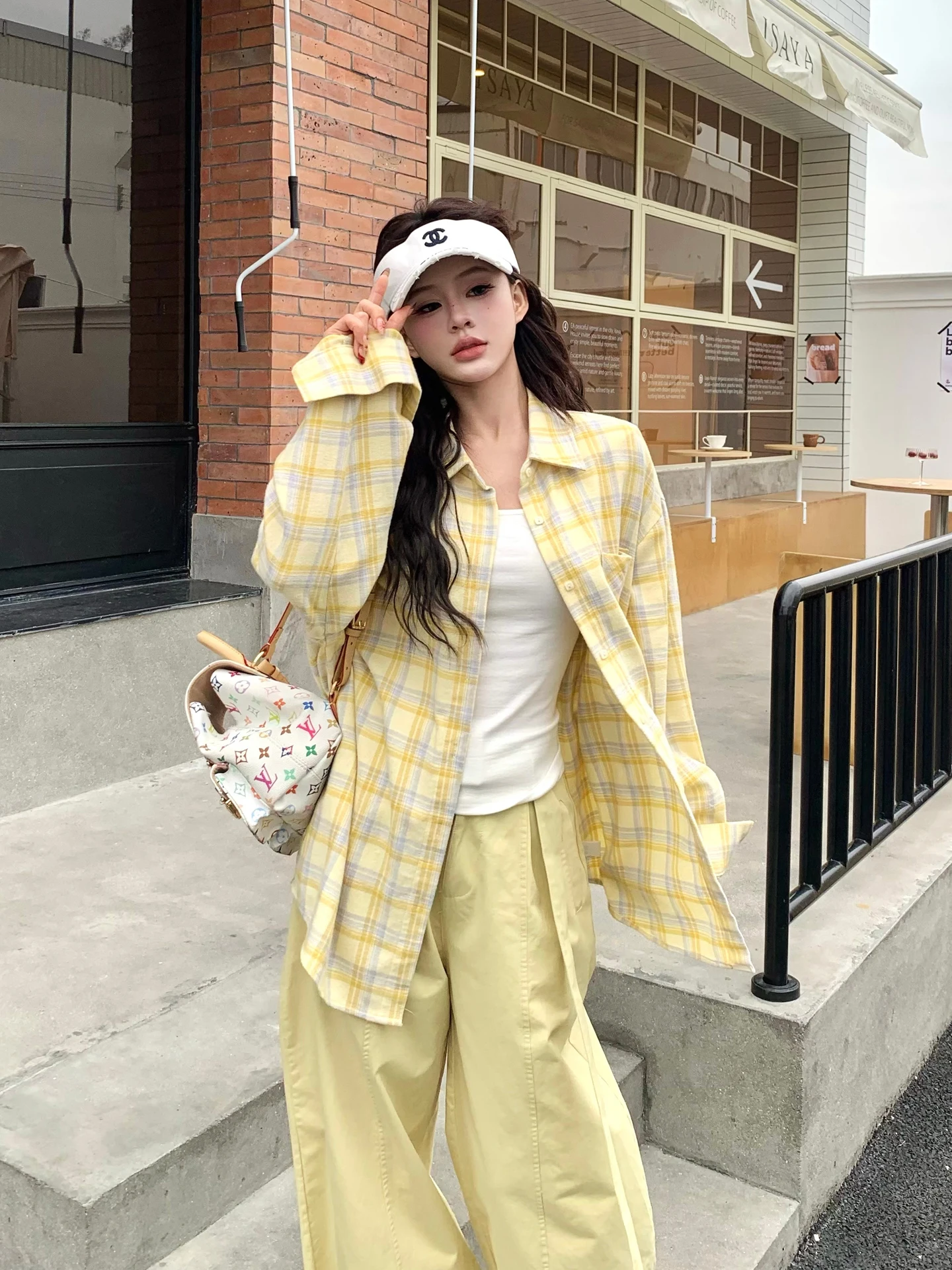 

Yellow Flannel Plaid Women's Long Sve Sun Protection irt Spring Summer Lazy Sle Casual Cotton irt Coat er Brand