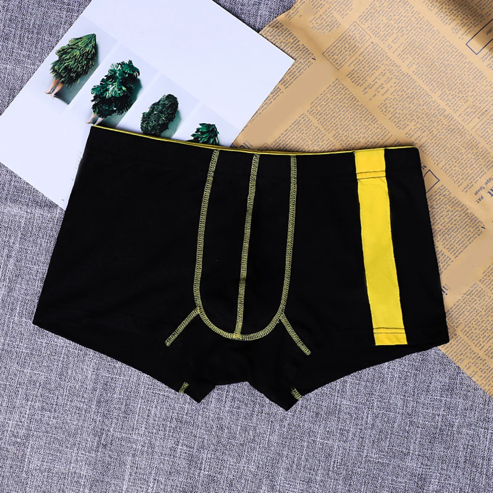 

Mens Cotton Skin-friendly Boxer Briefs Underwear Middle Waist Panties Patchwork Color Breathable Shorts Soft Pouch Lingerie