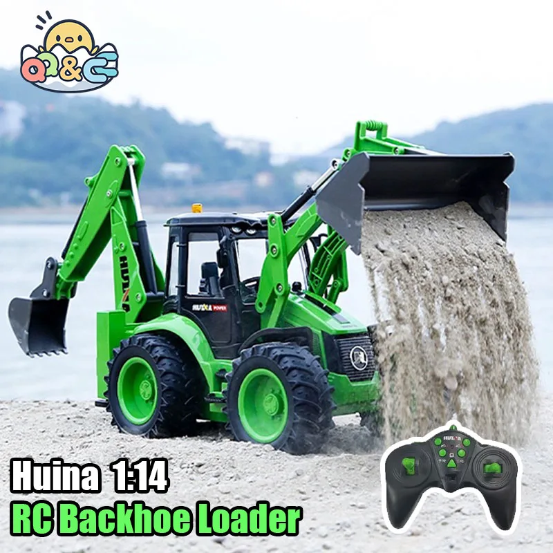 1/14 Remote Control Backhoe Loader Excavator Two-Way Forklift Sound and Light Simulation Trailer Engineering Vehicle Toy for Boy