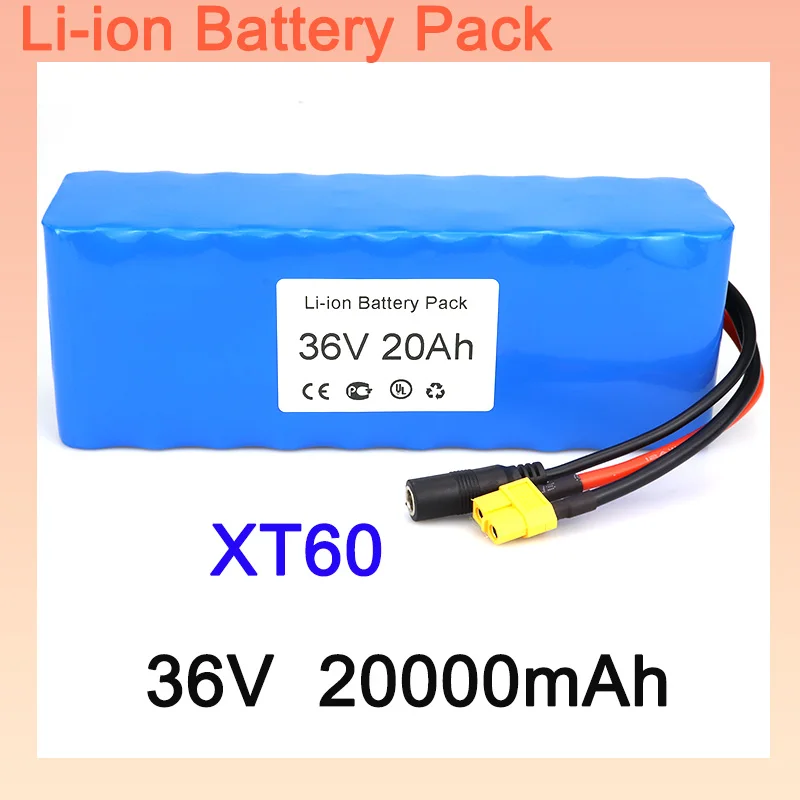 

100% New Original 36V Ebike Battery Pack 20Ah XT60 Connector And BMS Lithium-ion Battery 10S3P Suitable For Electric Bicycles