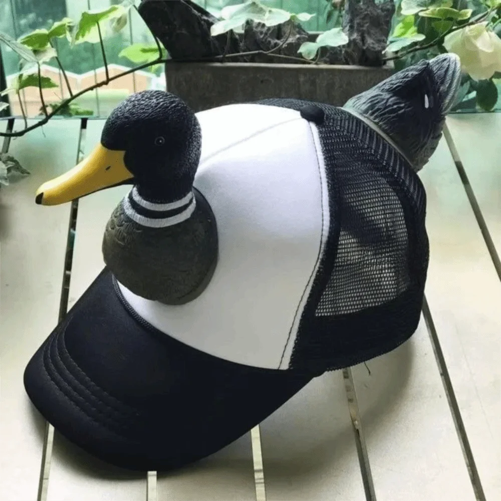 Funny 3D Duck Mesh Baseball Cap Adjustable Wide Brim Trucker Hat Breathable Snapback Hat Summer