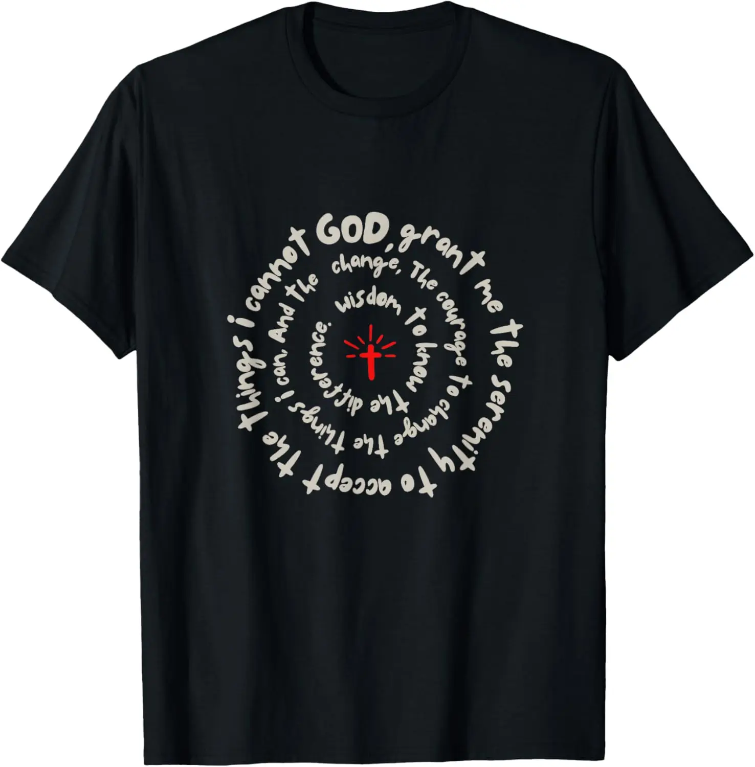 

Serenity Prayer Spiral God Grant Me Courage Graphic Tee Soft Breathable Cotton Short Sleeve Shirt For Men