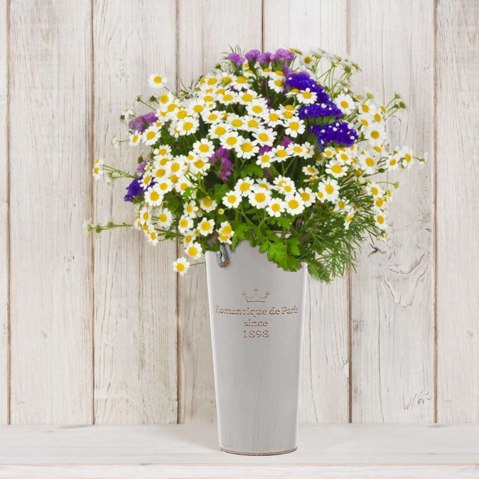 

Rustic Iron Flower Bucket Vintage Metal Vase for Home Garden Decoration Wedding Centerpiece Decorative Tinpot Storage
