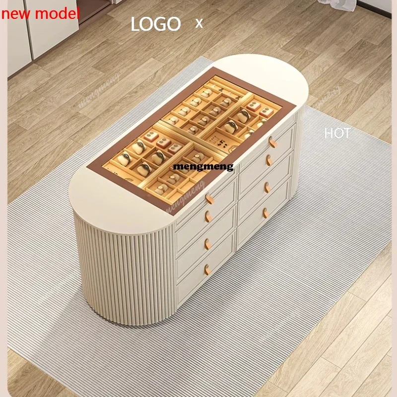 

H132 bedroom storage cabinet modern simple jewelry display cabinet cloakroom mid-island table chest ofdrawers chest of drawers m