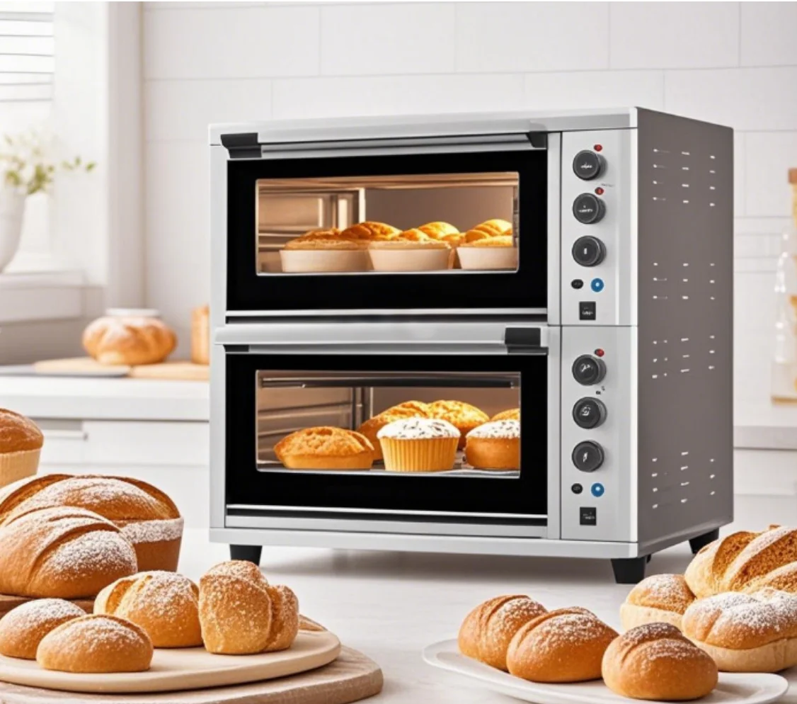 التجارية 350 ℃   فرن بيتزا فرن بيتزا جديد مزدوج الطبقة من حجر الألواح فرن متعدد الوظائف لبيتزا الكرواسون