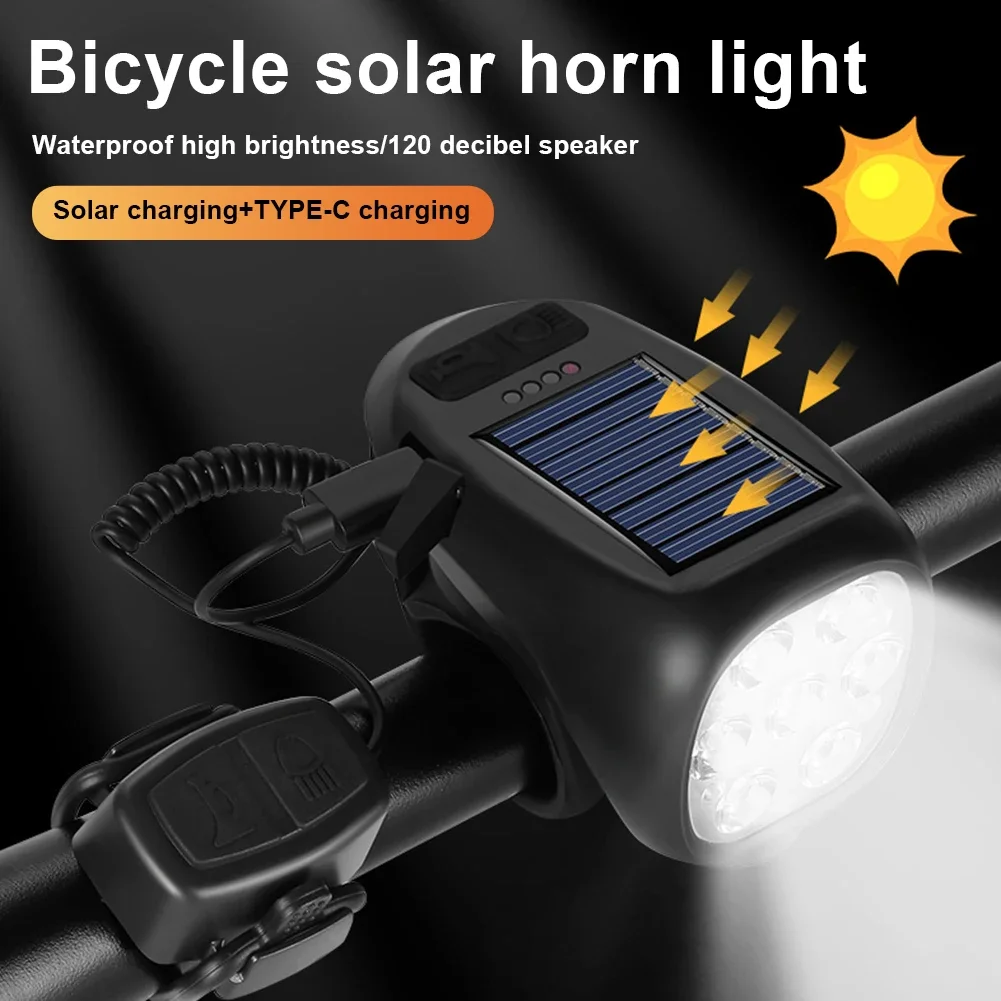 

Solar Waterproof Bike Headlight with Horn TYPE-C Rechargeable Bike Front Light for Night Riding Led tail light Ebike light Xoss
