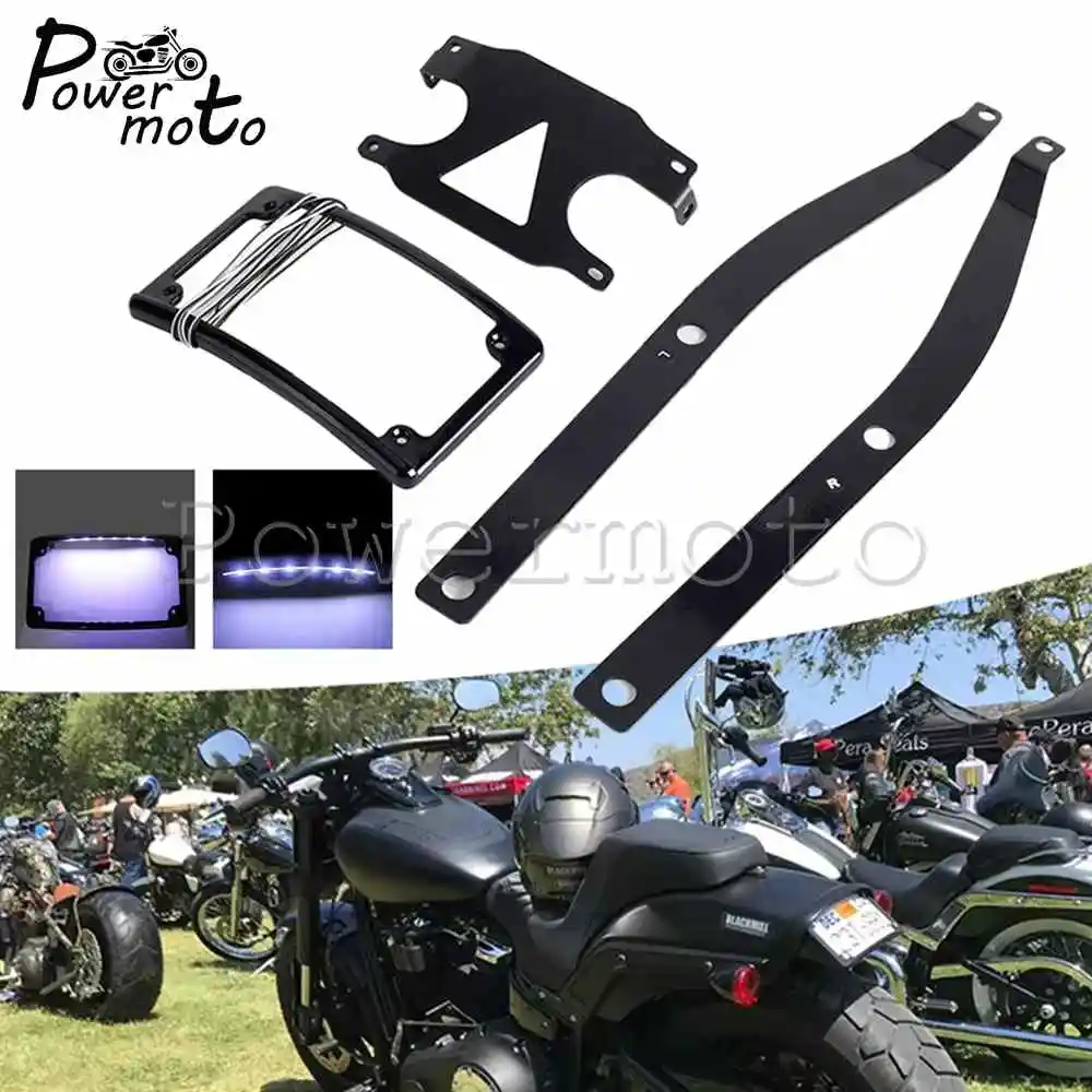 

Motorcycle Tail Tidy license Plate Frame Lights Fender Relocation Holder Bracket For Harley Softail Fat Bob FXFB FXFBS 2018-2020