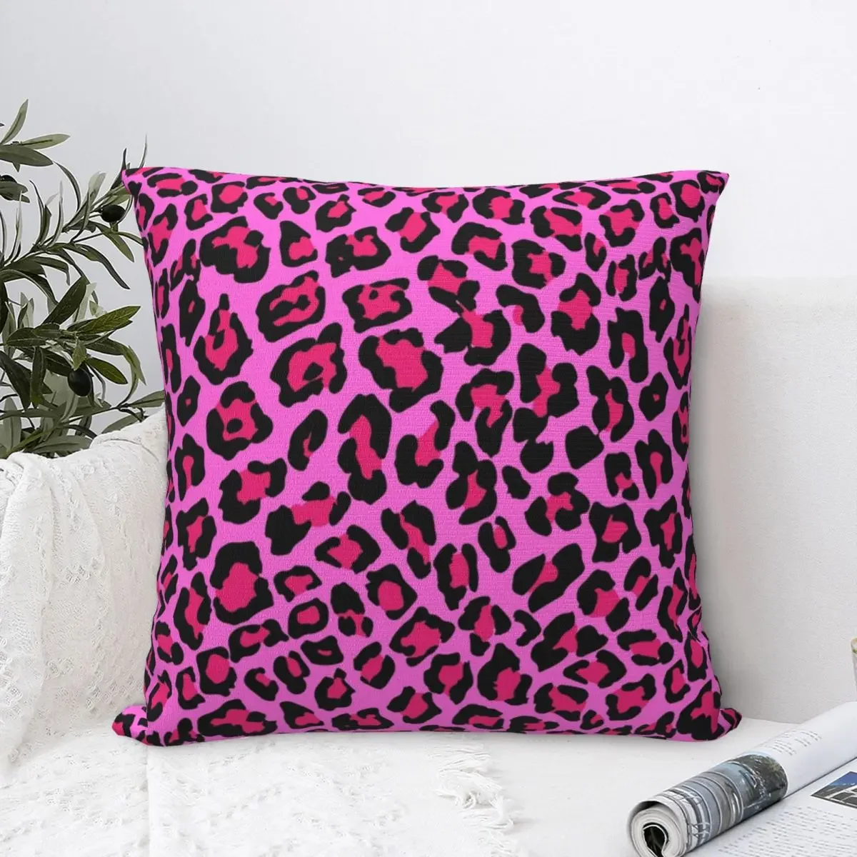 

Hot Pink Leopard Print Pillowcase Printed Fabric Cushion Cover Decor Cheetah Animal Spot Pillow Case Cover Home 45x45cm 18x18In