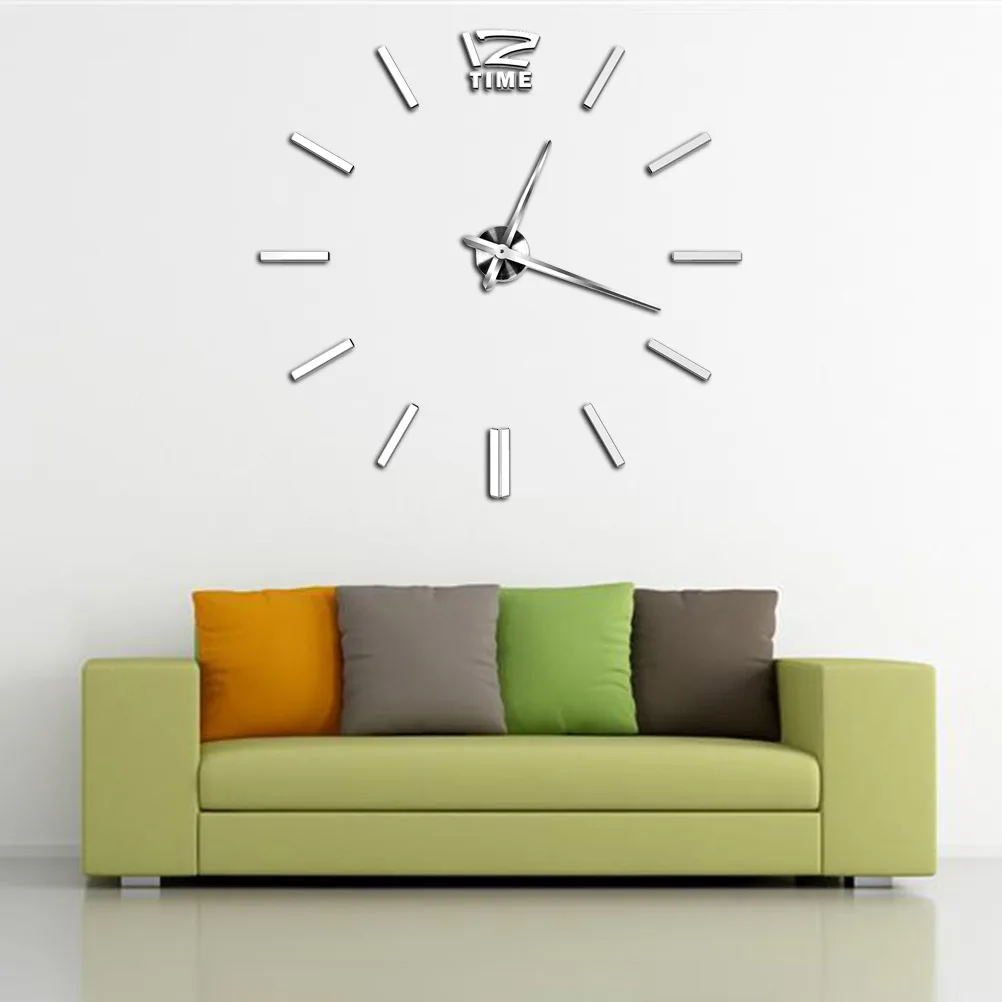 ساعة حائط ثلاثية الأبعاد بدون إطار لديكور غرفة المعيشة، ساعة لاصقة ذاتية الصنع، ساعة حائط ذات سطح أملس، تصميم حديث، مقاس كبير