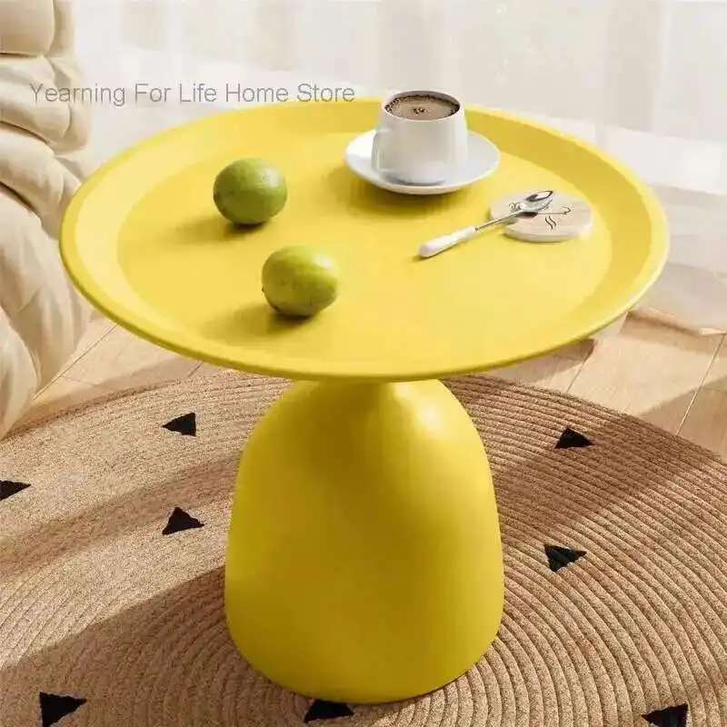 

Cream Small Side Table, Living Room, Home Sofa, Simple Iron Round Table, Bedroom, Coffee Table, Small Apartment, Simple Table