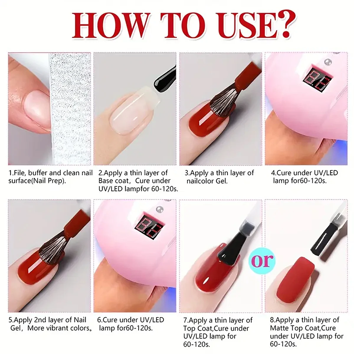 ชุดยาทาเล็บเจลติดทนนาน ท็อปโค้ท 3 ชั้น + เบสโค้ท + เคลือบด้าน ของขวัญที่สมบูรณ์แบบสำหรับสุภาพสตรี