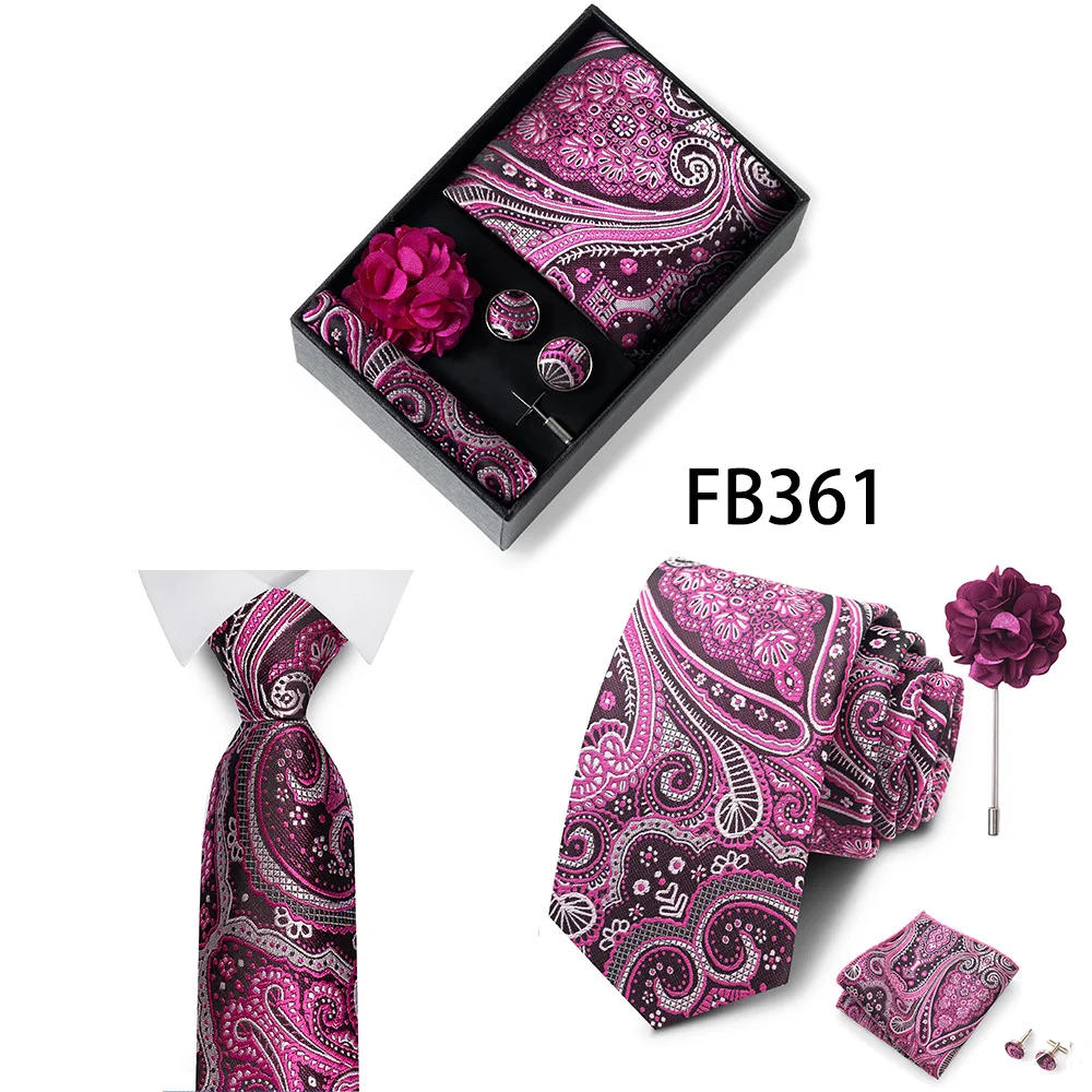 Erstklassige Weihnachtsgeschenkbox mit grauem Aufdruck, Krawatten, Einstecktuch, Manschettenknöpfe, Brosche, Set für Herren, Anzug, Accessoires, passend für die Gruppe – Detail 7