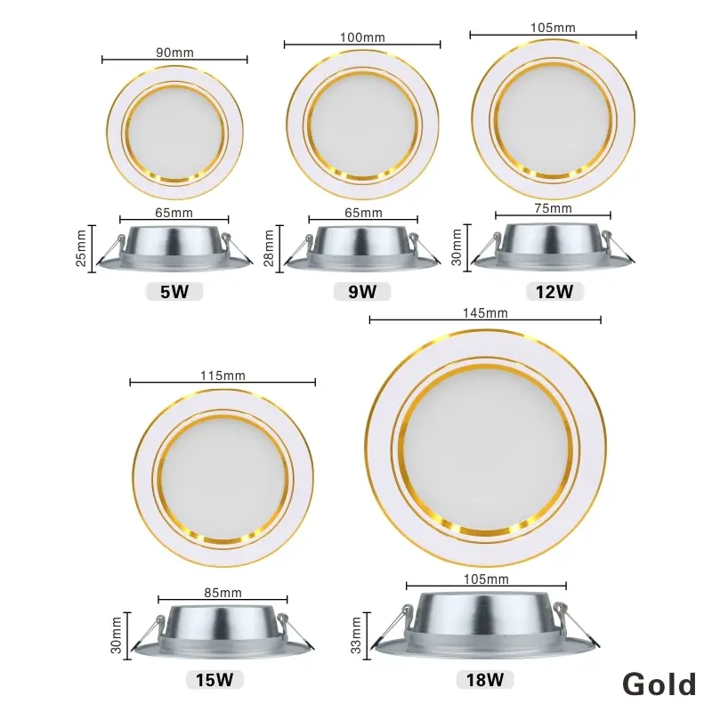 5-9-12-15-18W Led Downlight Panel Light Światło punktowe 220V Lampa sufitowa Wpuszczana okrągła Zimna Ciepła biel