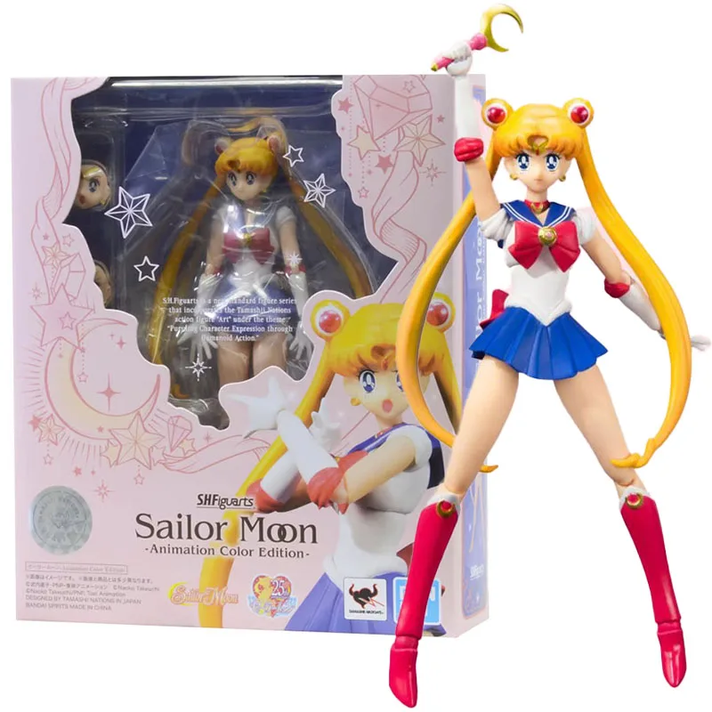 

Bandai Genuine Figure Sailor Moon Anime Figures SHF Tsukino Usagi Sailor Moon 30th Collection Model Aciton Figure for Kids Toys