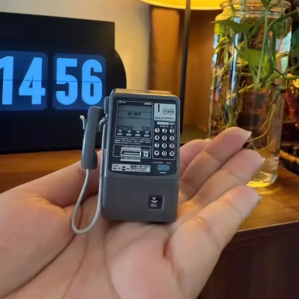 Miniature NTT Japan Payphone, Retro Telegraph Telephone, Dollhouse DIY Decor Loose Part