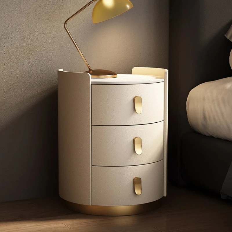 

Bedroom Modern Nightstands Round Drawers Storage Side Bedsides Table Unique Luxury Mesilla De Noche Redonda Home Furniture