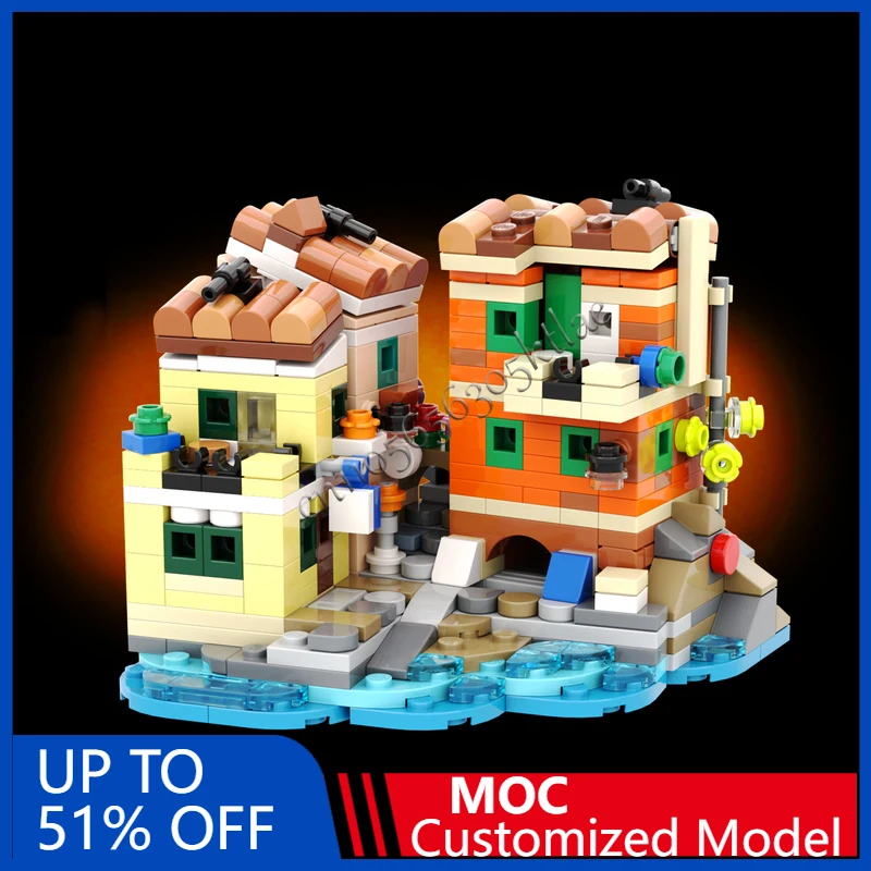 489 ELEMENTÓW Dom Ulica Mini Miasto Riviera MOC Personalizowany Modułowy Zestaw Klocków Kreatywny Projekt Technologia DIY Prezent Urodzinowy Zabawka