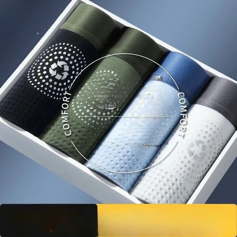 Non-inductive  Underwear Modal Breathable Non-trace Flat Angle Antibacterial Anion Hygroscopic Massage Four Corner Adult Shorts