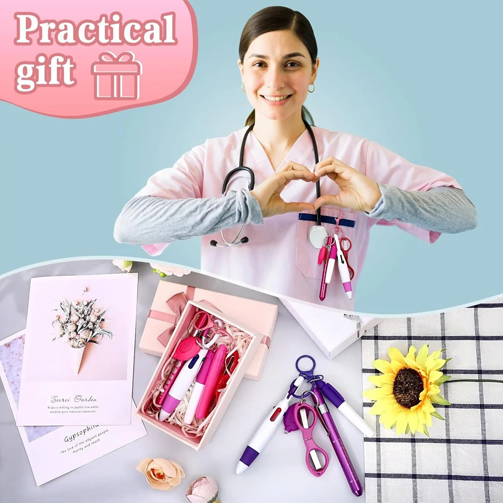 12-pcs-conjunto-de-caneta-enfermeira-duas-cores-rosa-roxo-incluem-caneta-marcador-permanente-luzes-para-enfermeiras-caneta-esferografica-retratil