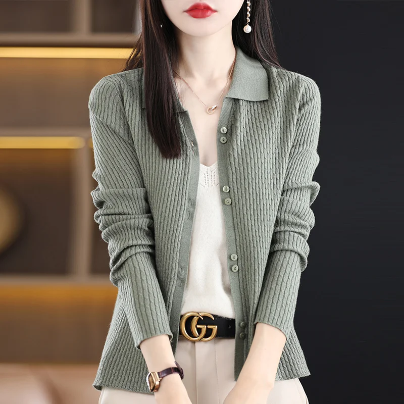 

Korean Clothing Fashion Women Solid Cardigan Sweater Spring Autumn Long Sleeve Loose Streetwear Versatile Casual Knitted Coat