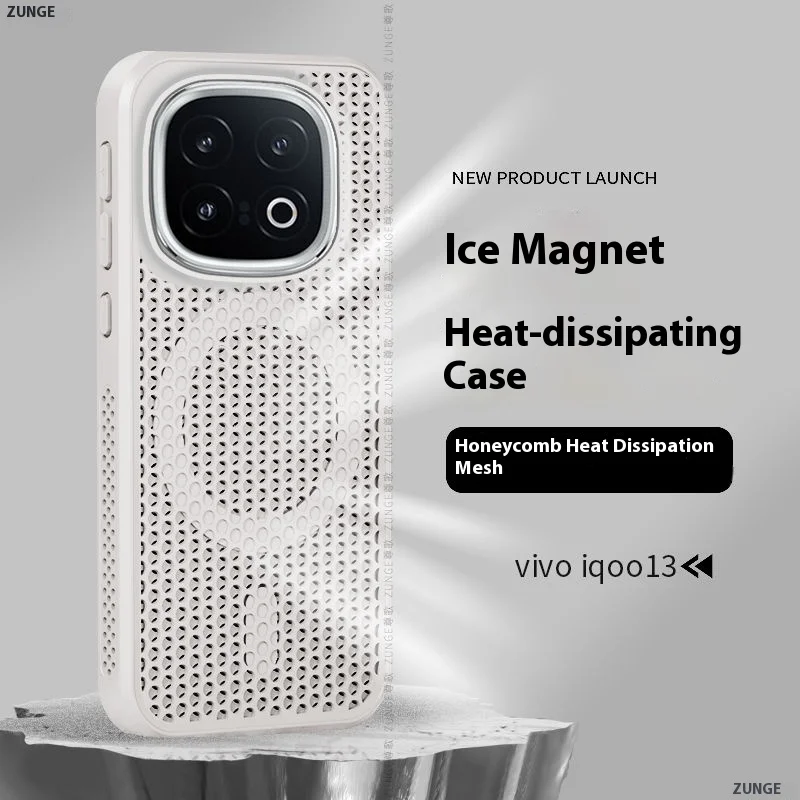 

Case For vivo iqoo13 12 New Honeycomb Cooling Mesh Magnetic Frosted PC Cover For vivo iqoo 13 Shockproof Bumper Funda