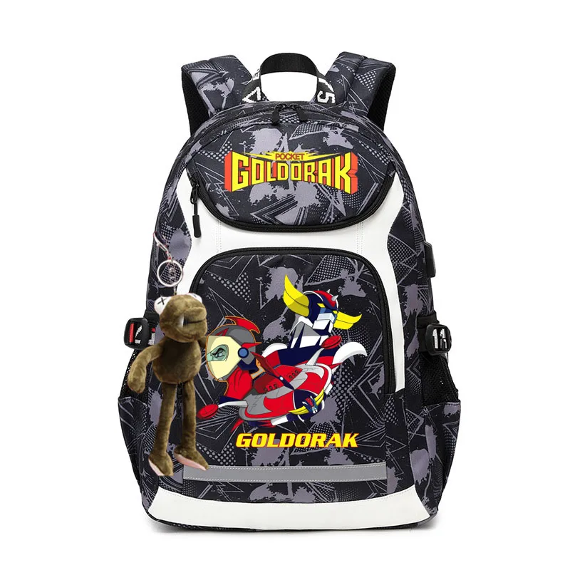 New style backpack for men middle and high school students schoolbag heat transfer printing goldorak splash-proof computer bag o