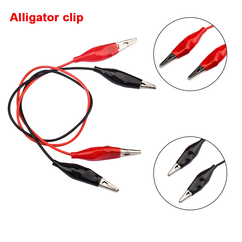 5PCS 0.5M Double Red and Black Alligator Testing Cord Lead Clip Alligator Jumper Test Lead Insulated Test Lead Cable