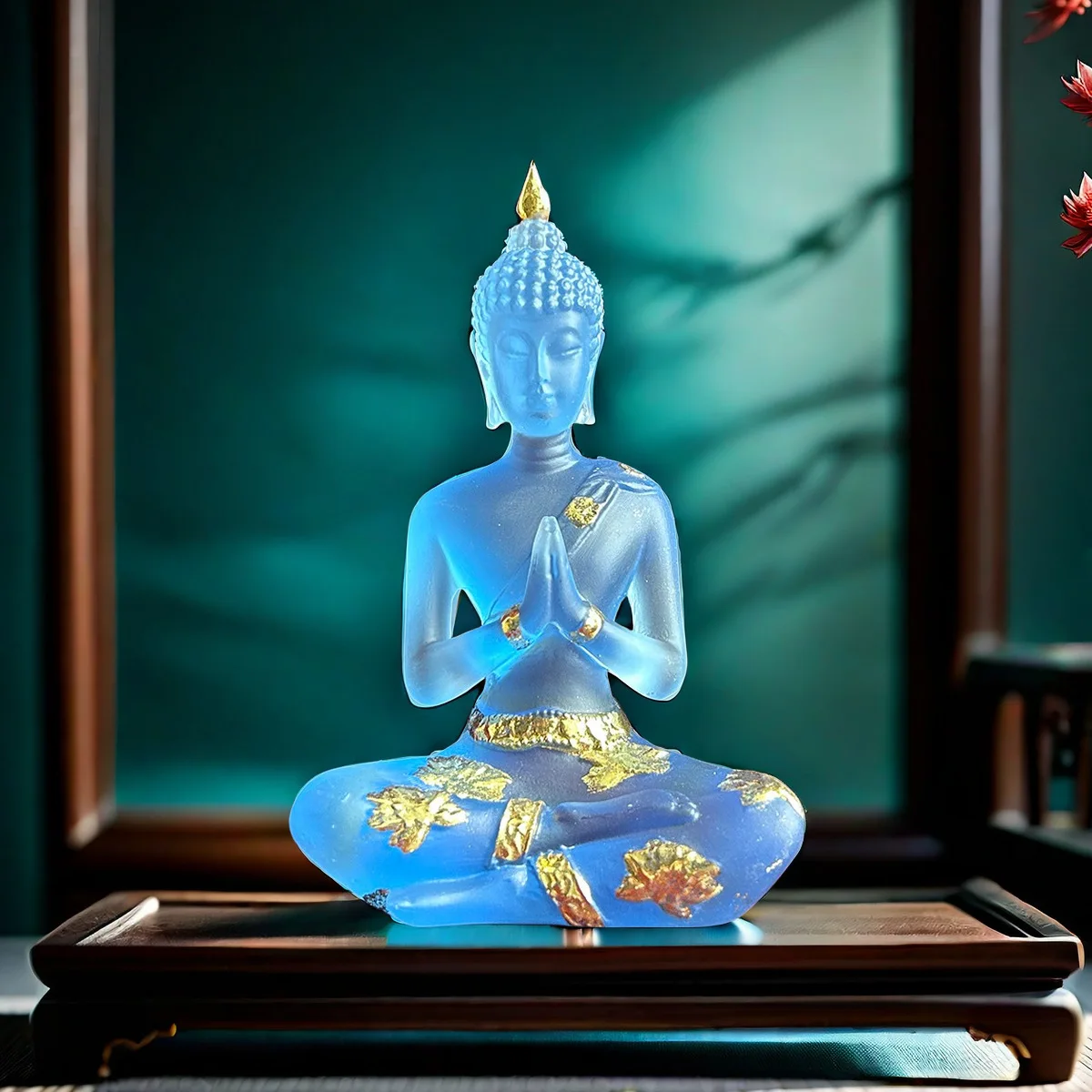 Hot Selling Thai Indian Buddha Resin Statue Water Glass Crystal Meditation Home Decor view 3