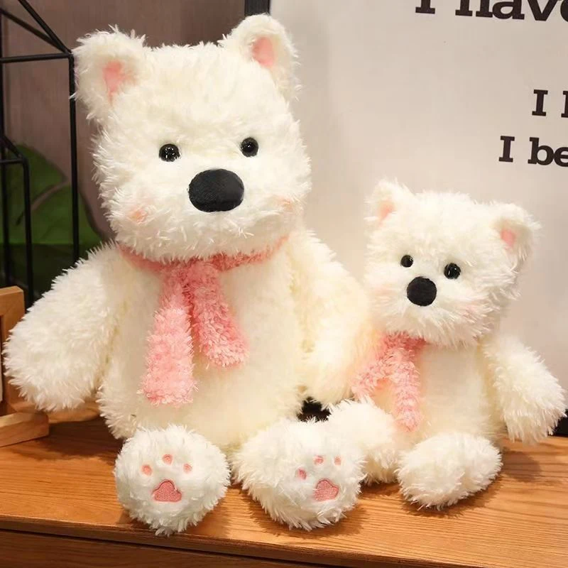 Cute Plush West Highland Dog Plush Toy White Terrier Dolls Stuffed Soft Dog Pillow Kawaii Toy for Birthday Gift