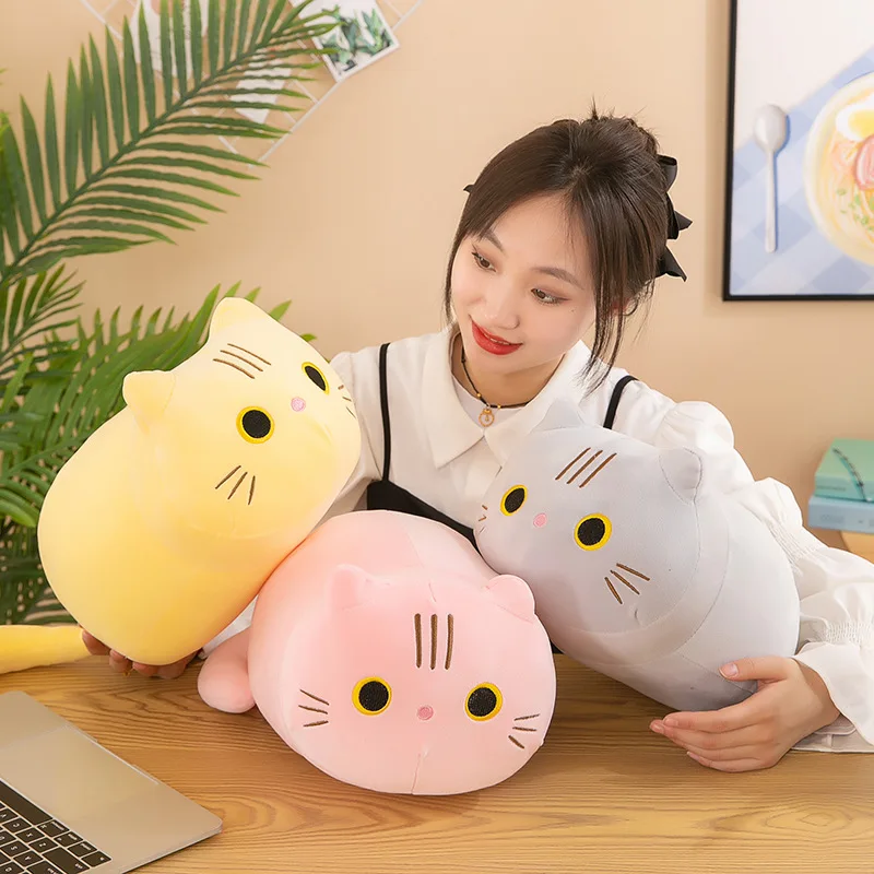 Plush Cat Toy Soft Cute Brown Stuffed Animal Cat Pillow Kids Students Toys Gifts Birthday For Lovers Gift Children Home Textile