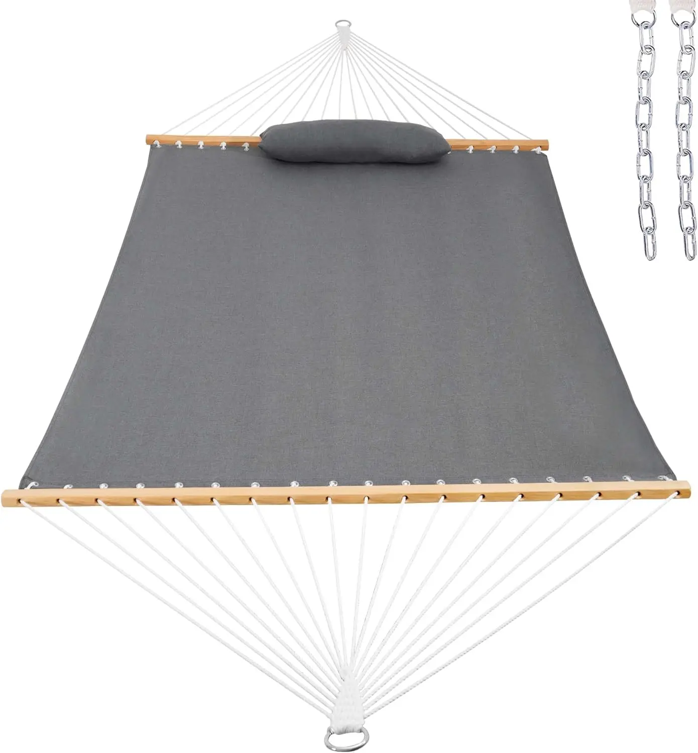 

12 FT Hammock not Fading with Spreader Bars and Free Pillow Fits for Two Persons, All Weather and Fade Resistant