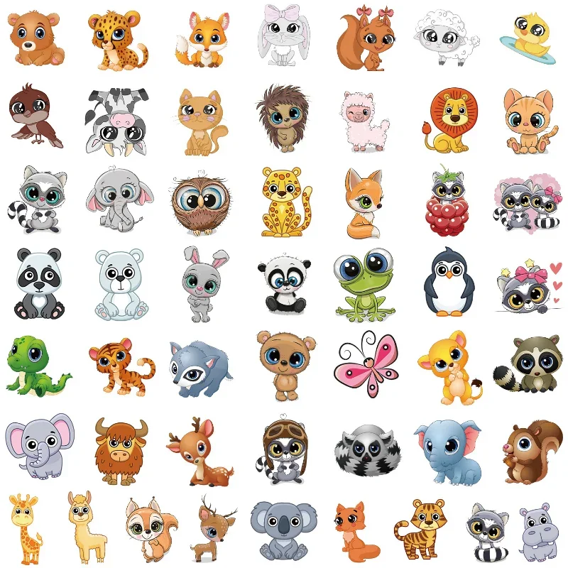 10/25/50pcs Mixed Big Eyes Animal Stickers cartoon for DIY Luggage Suitcase Notebook Guitar Laptop Phone Stationery Water Bottle