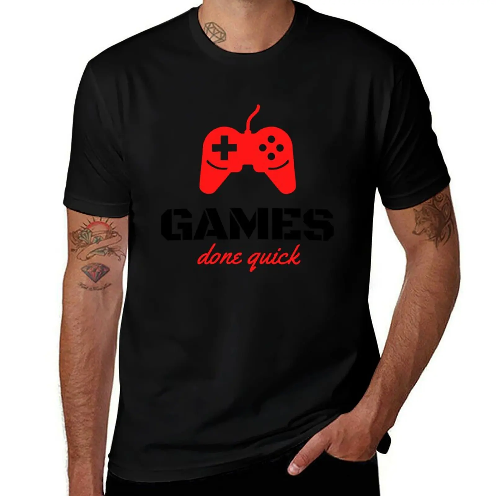 

Games done quick Red Black T-Shirt man t shirt cotton high quality man t shirts cotton T-Shirt