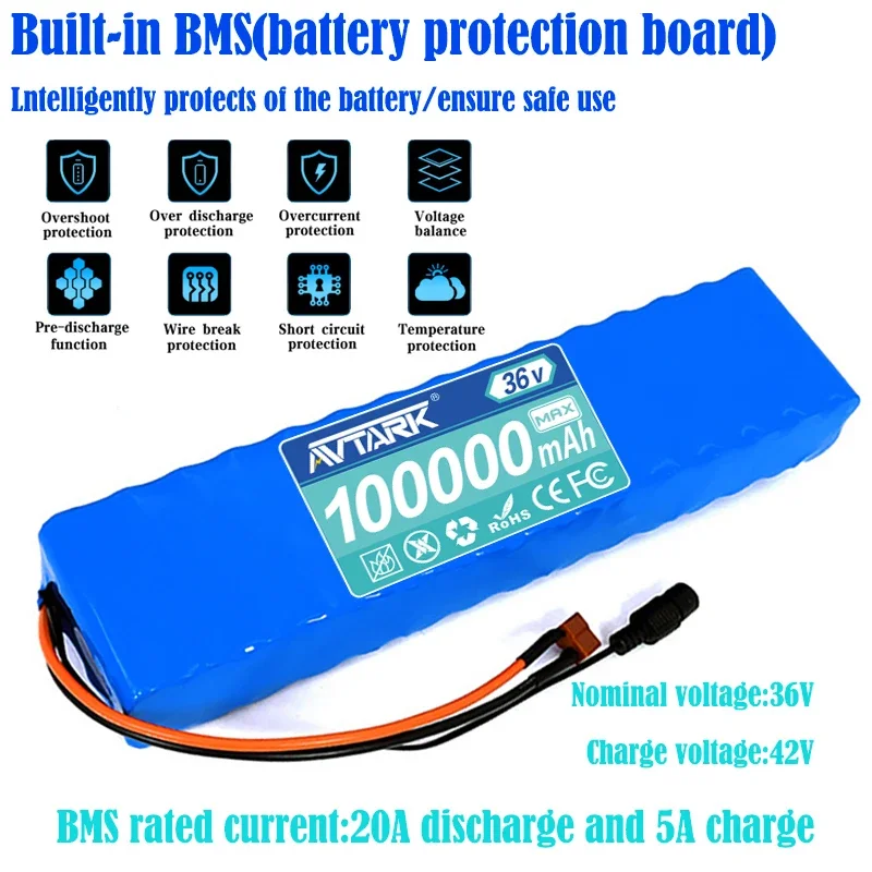 

10S3P 36V 100Ah Battery ebike Battery Pack 18650 Li-ion Batteries 350W 500W For High Power Electric Scooter Motorcycle Scooter