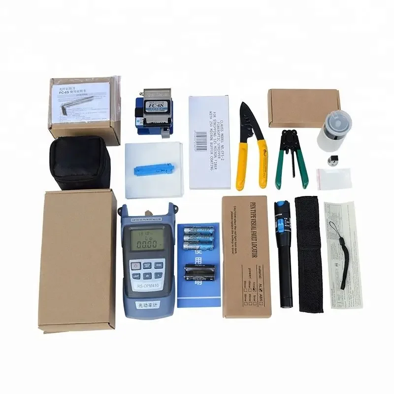 

FTTH Fiber Optic Communication Accessories Splicing Tool Kit with Stripper power meter fiber optic VFL Fiber Cleaver