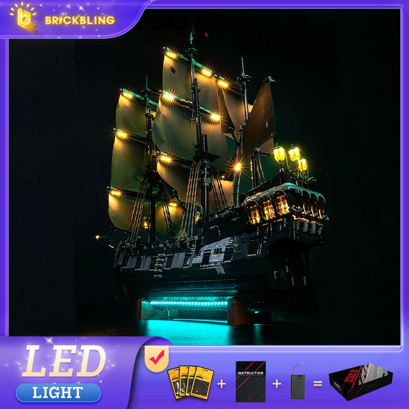 

Светодиодный светильник Brick Bling 10365, подходящий для подарка пиратского корабля Капитана Джека Воробей (за исключением строительных блоков)