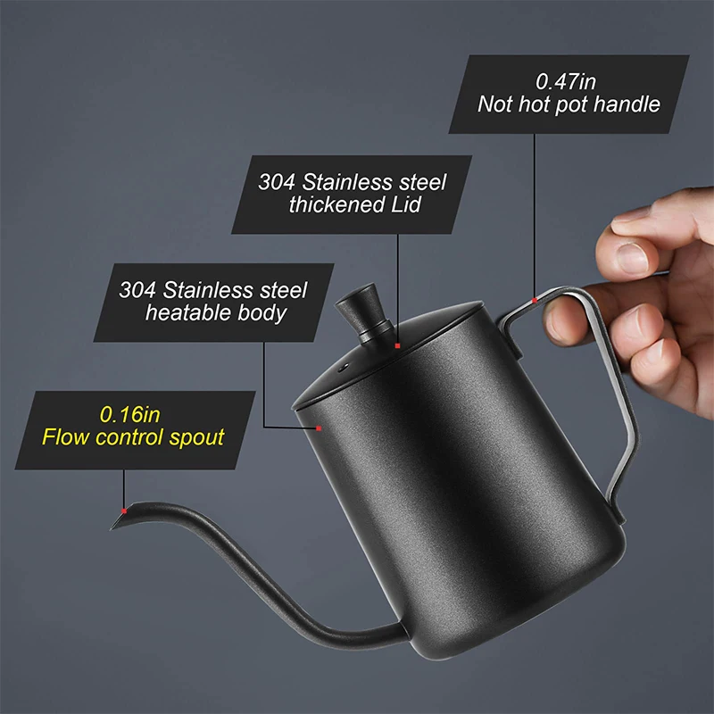 Coffee Hand Brewing Pot 250/350/600ML Stainless Steel Long Gooseneck Coffee Pot Kettle For Induction Stove Tops Kitchen Tools