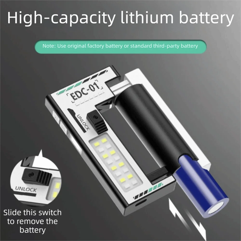 5-LED Design Magnetic Flashlight Digital Display Blue Warning Lights USB Rechargeable Flashlight Water Resistant