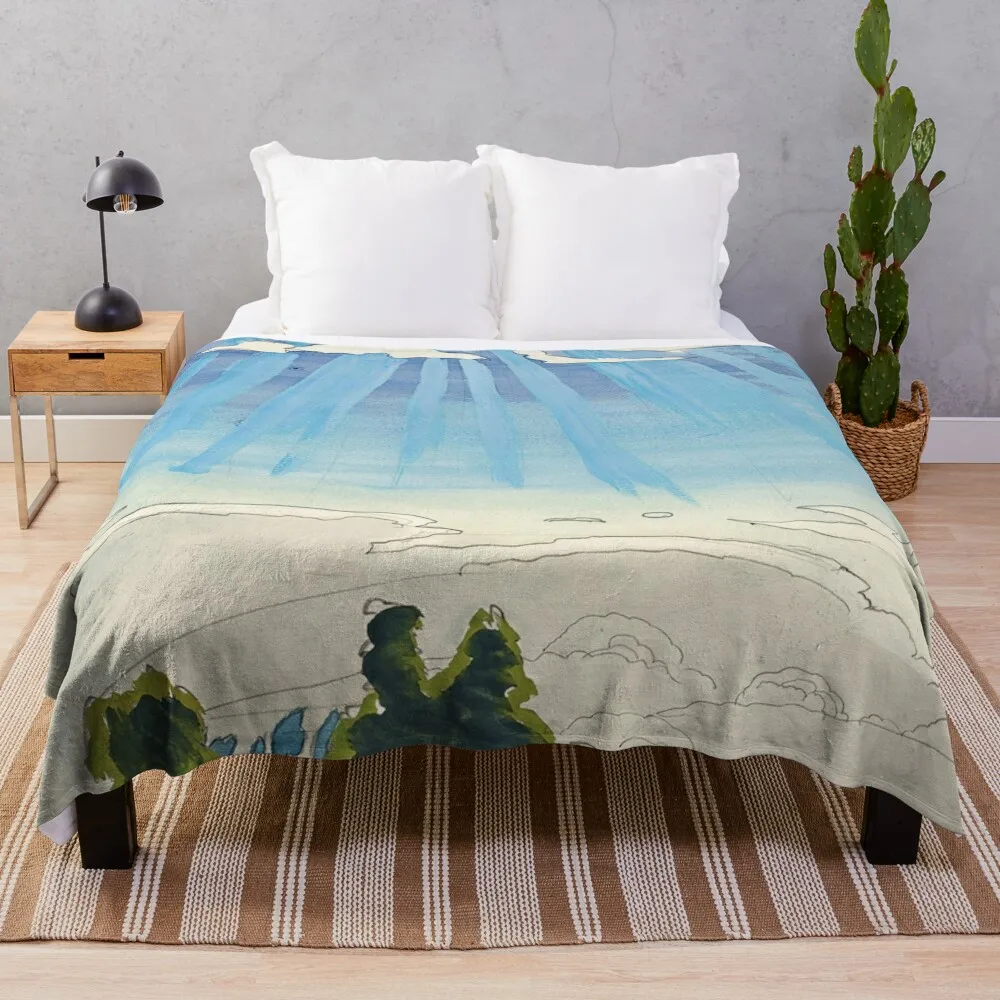 Watercolour Sunlight After The Rain Throw Blanket Beach Luxury Thicken Blankets