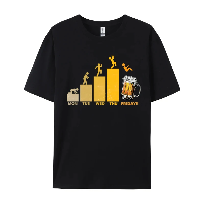 Monday Tuesday Wednesday Thursday Friday Beer Drinking Male Hot Sale T-Shirts Big Size Camisas Hombre