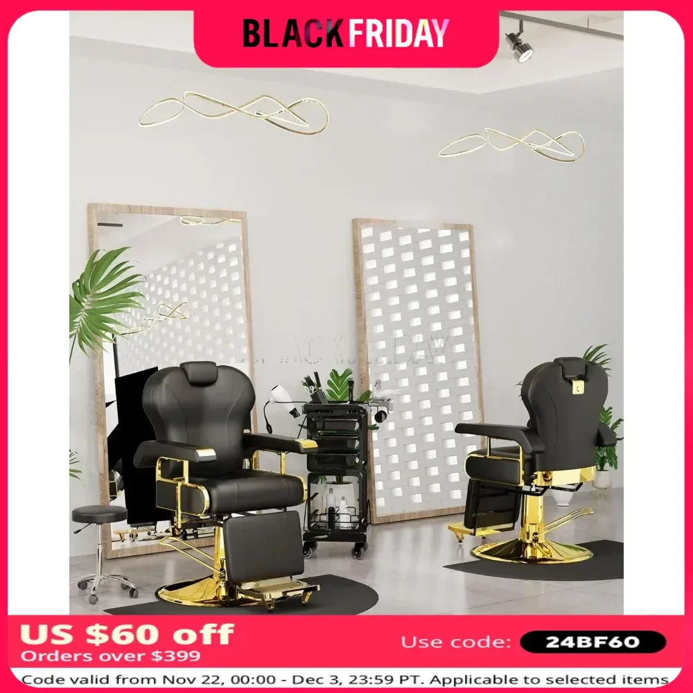 Salon Chair with Adjustable Backrest Chairs with Heavy Duty Steel Frame & Removable Headrest Barber Chair