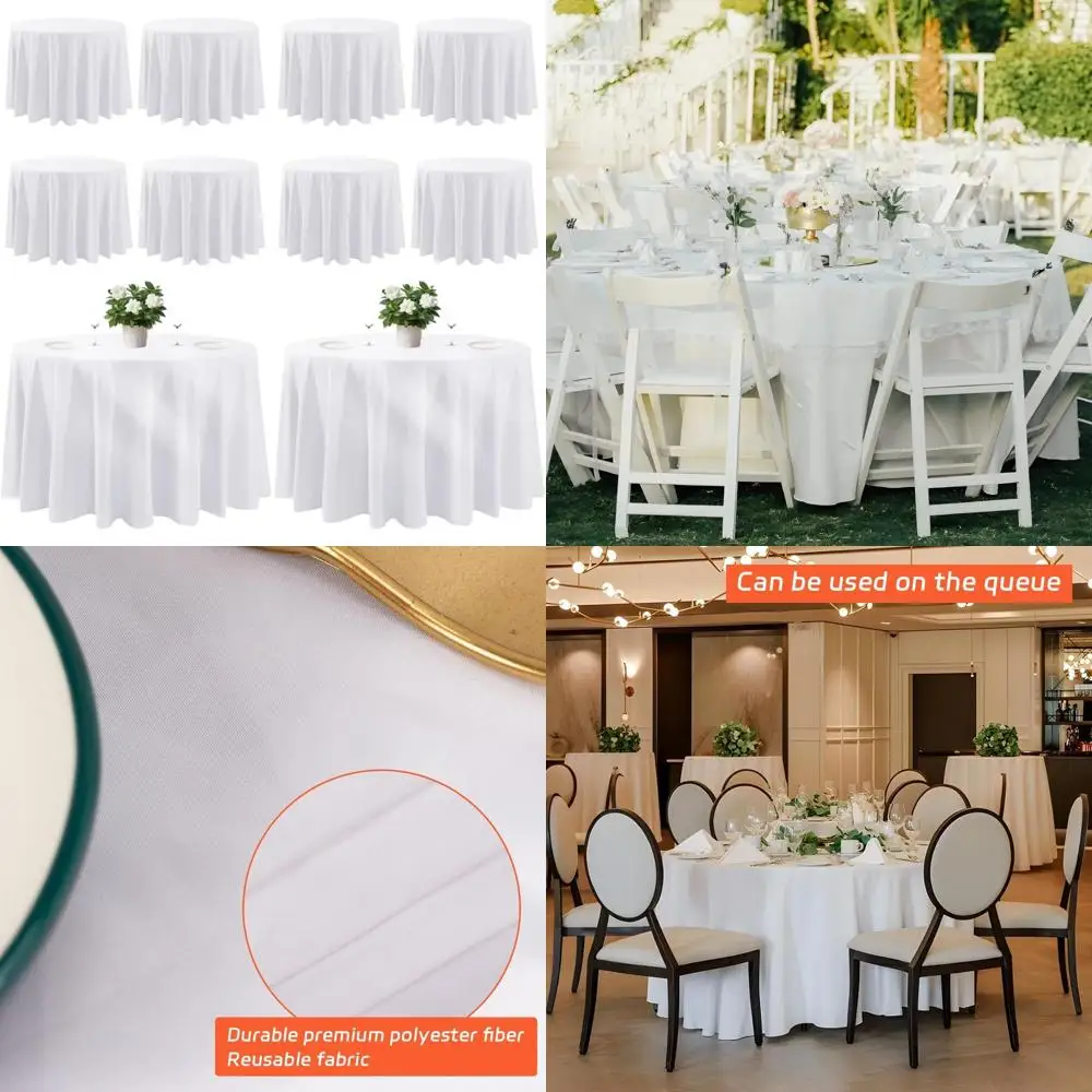

Круглые скатерти, 120 дюймов, белые, 10 упаковок, устойчивые к пятнам полиэстеровые чехлы без морщин для свадеб, банкетов, вечеринок, мероприятий