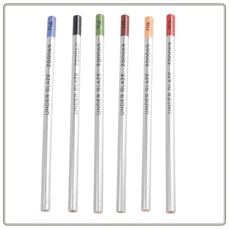 Reliable-6Pcs Underglaze ดินสอสําหรับเครื่องปั้นดินเผาสําหรับตกแต่ง Fused แก้วและภายใต้เคลือบเซรามิค,6Pcs Underglaze ดินสอสําหรับหม้อ