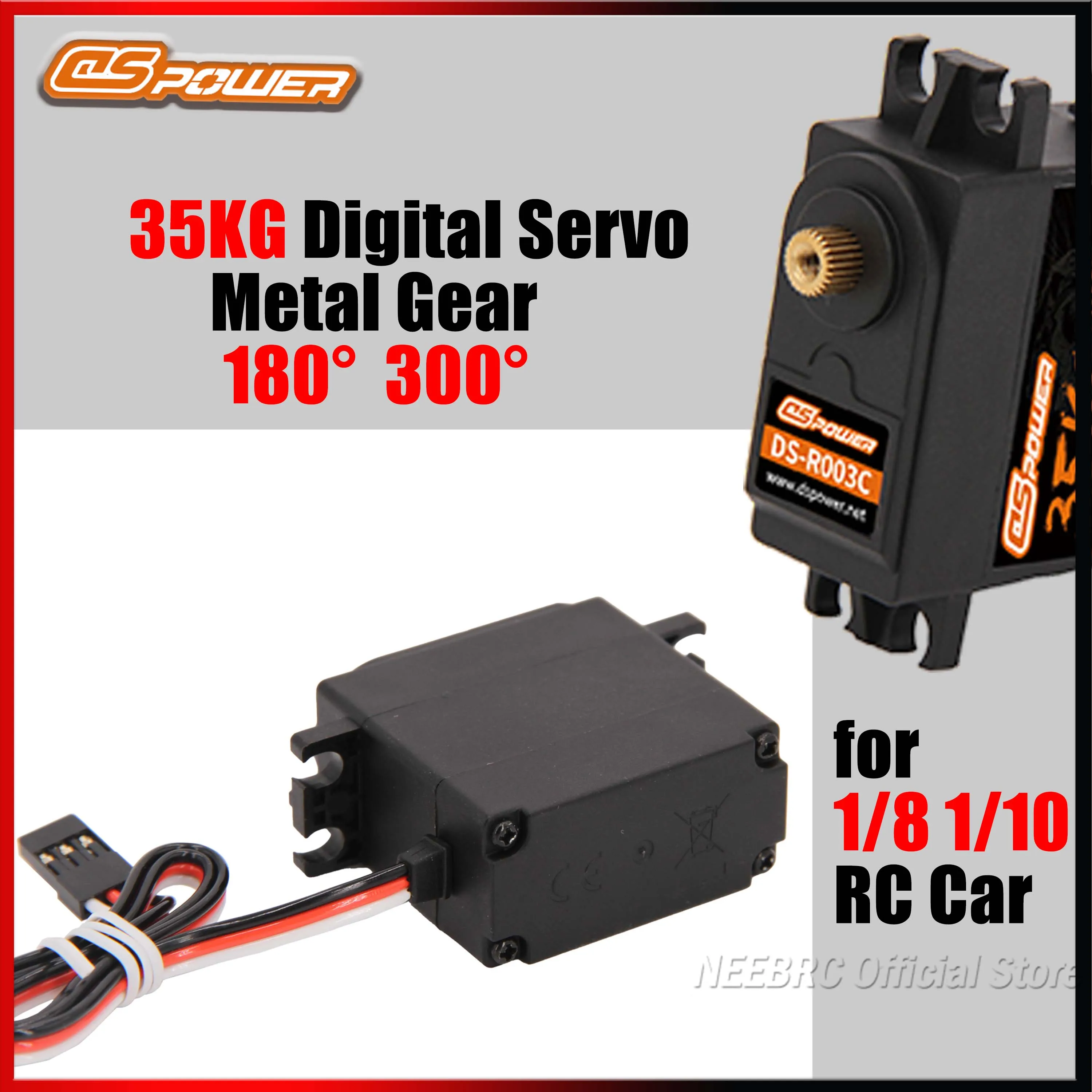 DSpower 35 kg 180/300 Grad Metallgetriebe großes Drehmoment digitales Standard-Servo für 1/8 1/10 RC Auto Drohne Flugzeug Boot Roboter Spielzeugteile