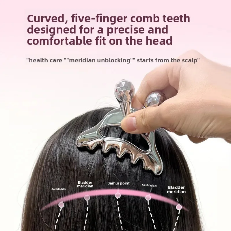 Multifunctional Metal Scalp Massage Comb Head Meridian Health Comb Facial Roller Massage Board Beauty Tool