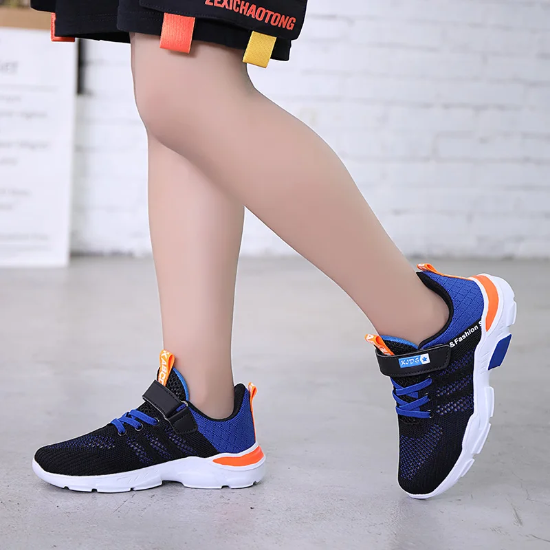 Summer Kids Boys Sneakers Black Breathable Mesh Lightweight School Sports 8-12 years old Tennis 10-14 Non-leather Casual shoes