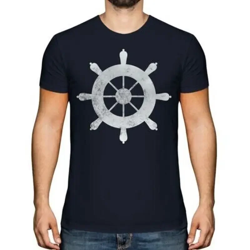 Schiff Rad Distressed Print Herren Vintage Top Segeln Yacht Boot Gift