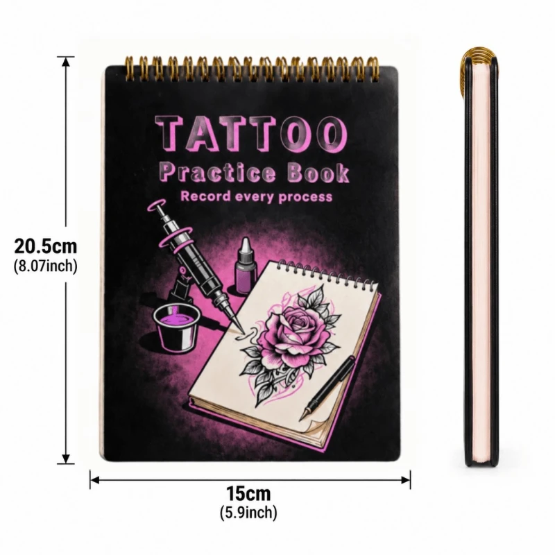 Tattoo Practice Skin Book and Transfer Paper Kit 10pcs Double Sides Fake Skin 10pcs Tattoo Stencil Paper for Beginners Artists