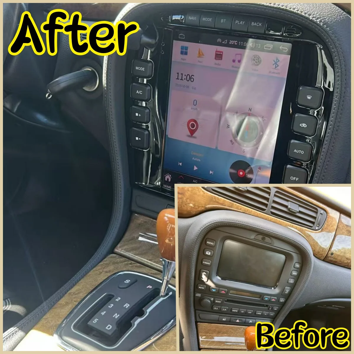 Radio de coche para Jaguar XJ x-type S-type 2004-2008 reproductor Multimedia inalámbrico Carplay Android14 Auto Autoradio estéreo GPS Navi Head